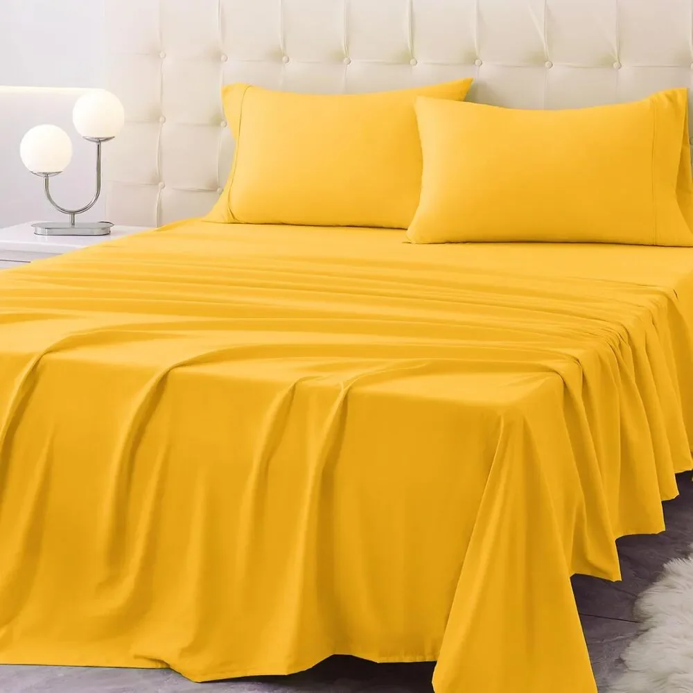 Homilay Twin Size Bed Sheet Set - 3 Piece Soft Microfiber Sheets Spectra Yellow